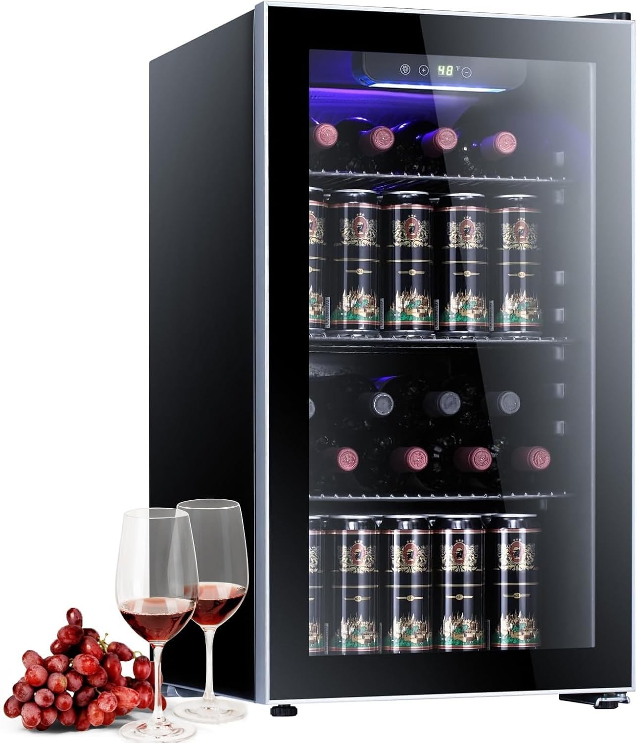 Wine Beer Mini Fridge - 3.0cu. ft Wine Cooler Cabinet Refrigerator