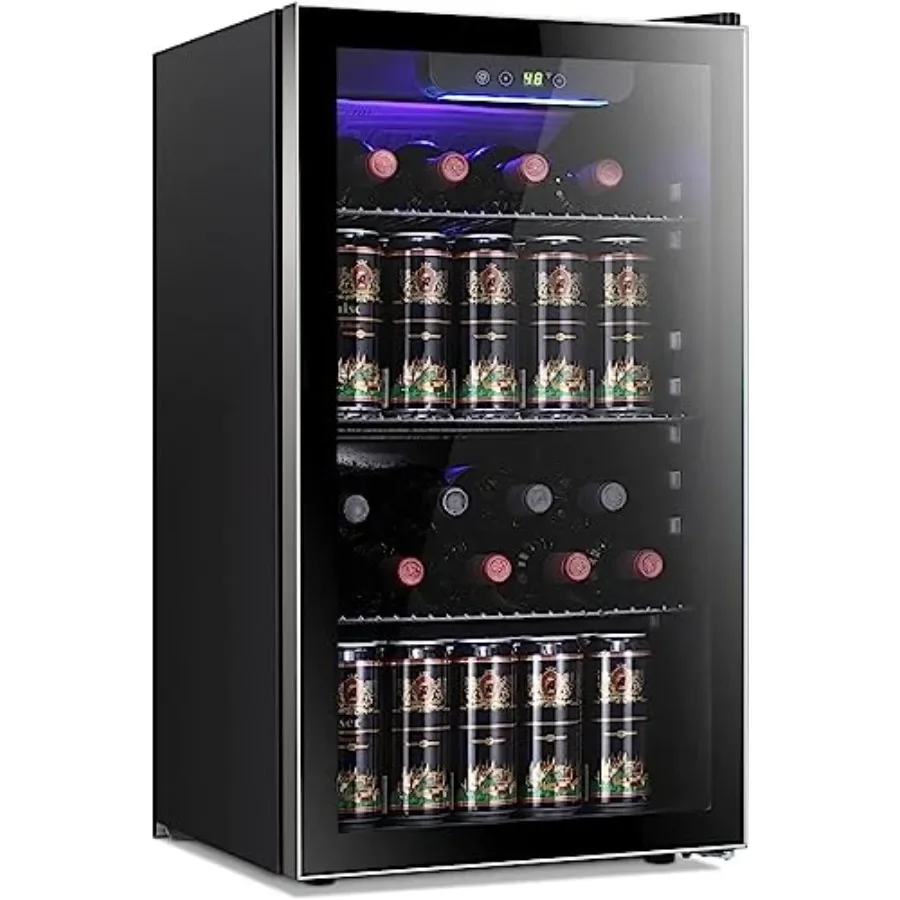 Wine Beer Mini Fridge - 26 Bottle 130 Can Wine Cooler/Cabinet